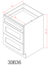Base 36" - Pure White 36 Inches 3 Drawer Base Cabinet
