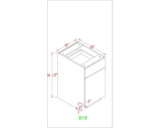Base 18" - Dark Ash 18 Inches Base Cabinet