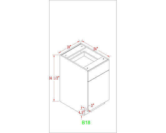 Base 18" - Dusty Grey 18 Inches Base Cabinet