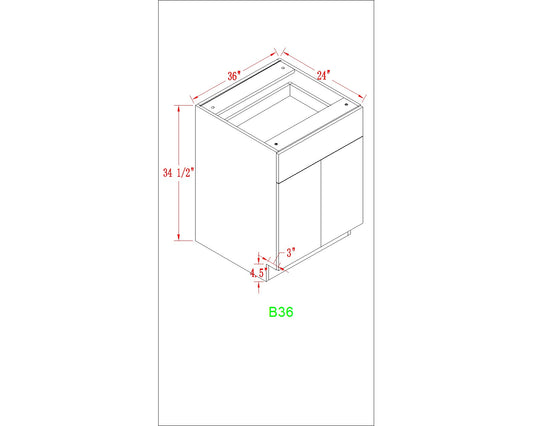 Base 36" - Dark Grain 36 Inches Base Cabinet
