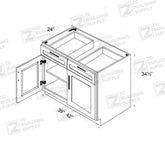 Base 39" - Almond White 39 Inches Base Cabinet
