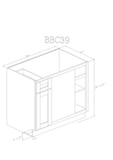 Base 39" - Pure Grey 39 Inch Blind Corner Base Cabinet - ZCBuildingSupply