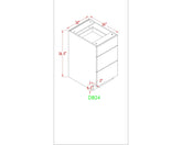 Base 24" - White Oak 24 Inch 3 Drawer Base Cabinet