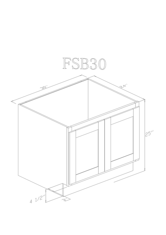 Base 30" - Pure Black 30 inches Farm Sink Base Cabinet