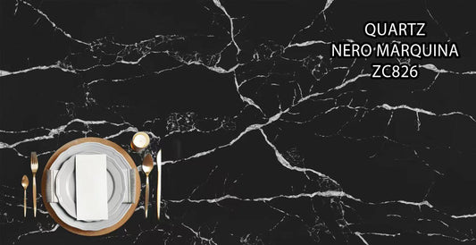 3cm Quartz 126" X 63" Countertop - Nero Marquina - ZC826