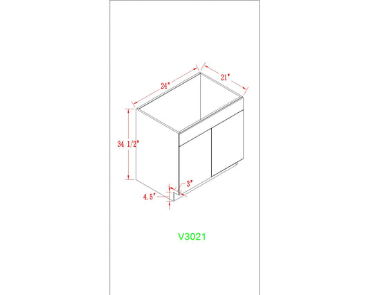 30" Vanity Dark Grain 2 Doors (Without sink and countertop)