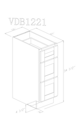 12" Vanity Almond White (Without sink and countertop) 3 Drawers