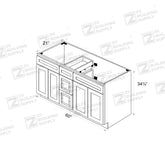 60" Vanity Pure White (Without sink and countertop) Single or Double Sinks