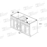 60" Vanity Cherry (without sink and countertop) Double Sinks - ZCBuildingSupply