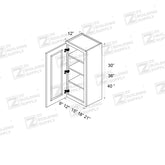 Wall 12" - Almond White 12 Inches Wall Cabinet - ZCBuildingSupply