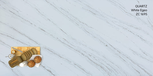 3cm Quartz 126"x 63" Countertop -White Egeo -ZC1695