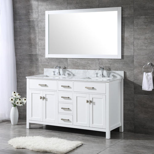 60" Vanity New Pure White (Without sink and countertop) Single or Double Sink - ZCBuildingSupply