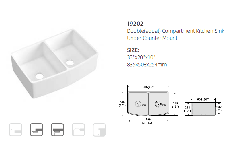 33'' Single/Double Porcelain Farm Sink