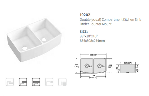 33'' Single/Double Porcelain Farm Sink