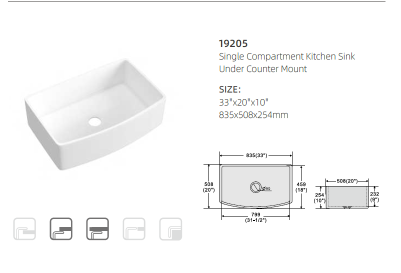 33'' Single/Double Porcelain Farm Sink