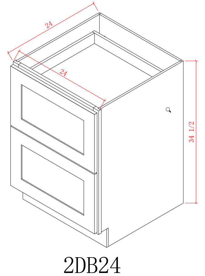 Base 24" - Natural Shaker 24 Inches 2 Drawer Base Cabinet