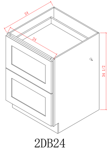 Base 24" - Natural Shaker 24 Inches 2 Drawer Base Cabinet