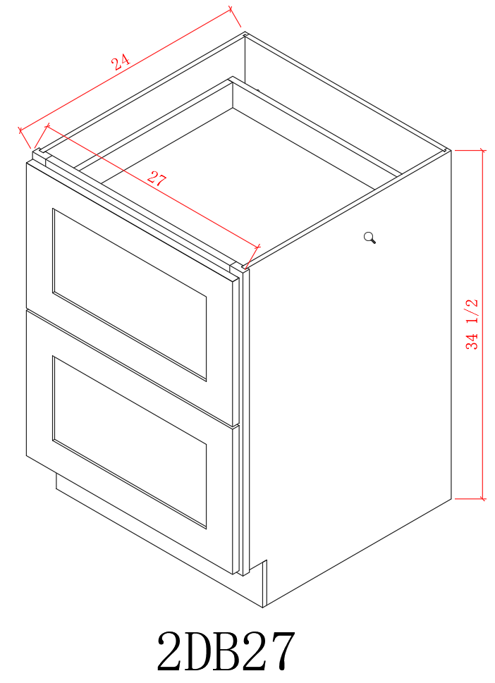 Base 27" - Natural Shaker 27 Inches 2 Drawer Base Cabinet