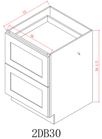 Base 30" - Pure Black 30 Inches 2 Drawer Base Cabinet/30"