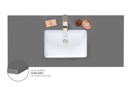 Precut Quartz Pure Grey Vanity Countertop-- SELF PICK UP ONLY - ZCBuildingSupply