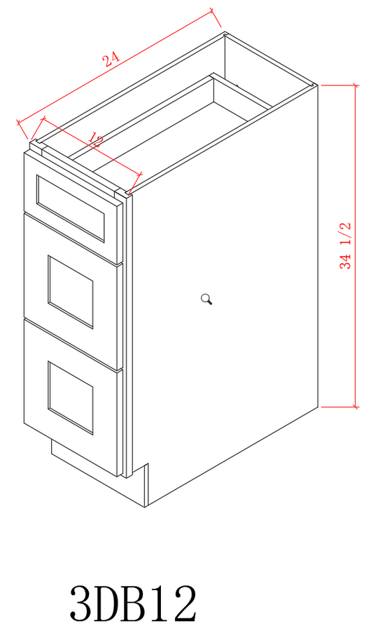 Base 15" - Light Grain 15 Inches 3 Drawer Base Cabinet