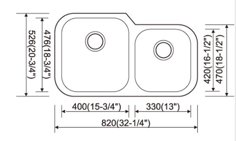 30" Kitchen Sink Stainless Steel Undermount Double sink 8252 - ZCBuildingSupply