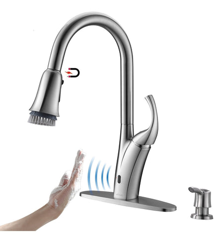 APS150TL Infrared Motion Senor Hands-Free Kitchen Faucet with brush and soap bottle