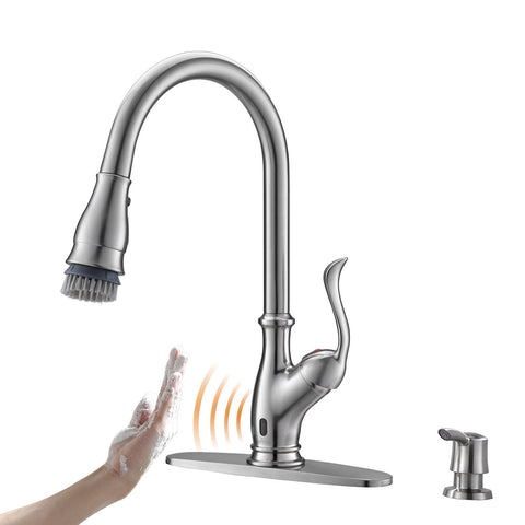 APS170TL Infrared  Motion Senor Hands-Free Kitchen Faucet with brush and soap bottle