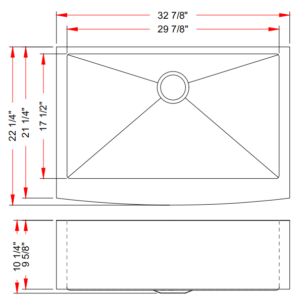 33" Kitchen Stainless Steel Undermount Single Farm Sink - ZCBuildingSupply