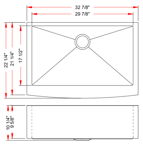 33" Kitchen Stainless Steel Undermount Single Farm Sink - ZCBuildingSupply