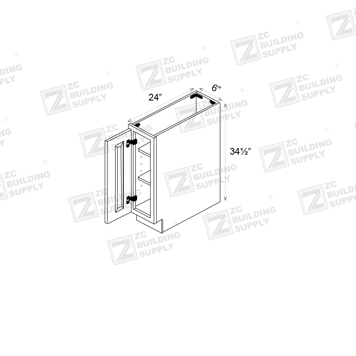 Base 06" - Natural Shaker 6 Inches Base Cabinet