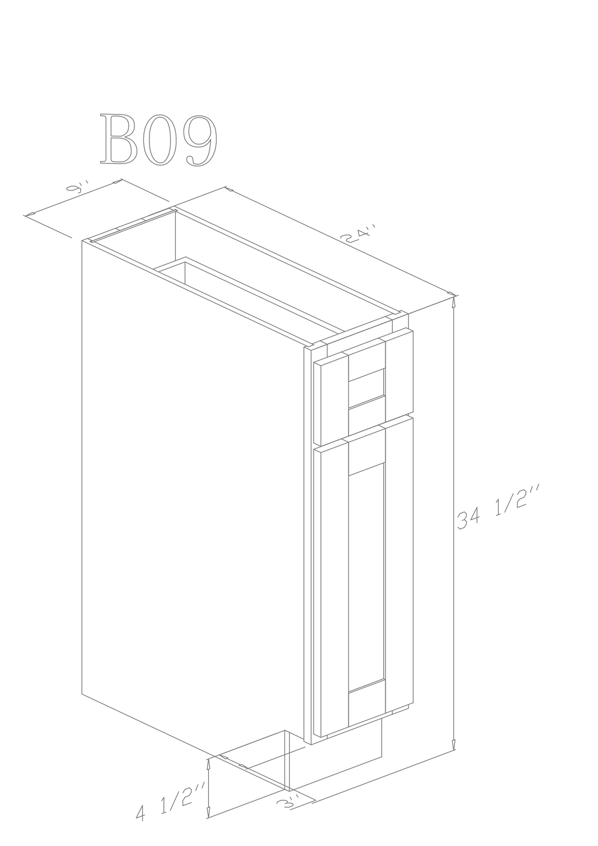 Base 09"- American Oak 09 Inches Base Cabinet