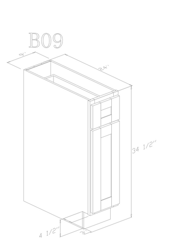 Base 09"- American Oak 09 Inches Base Cabinet