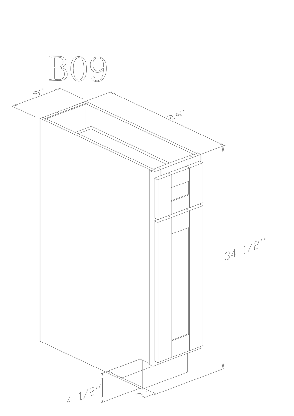 Base 09" - Natural Shaker 9 Inch Base Cabinet