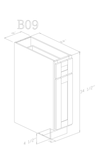 Base 09" - Almond White 9 Inch Base Cabinet - ZCBuildingSupply