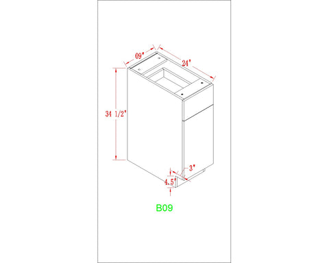 Base 09" - White Oak 9 Inches Base Cabinet