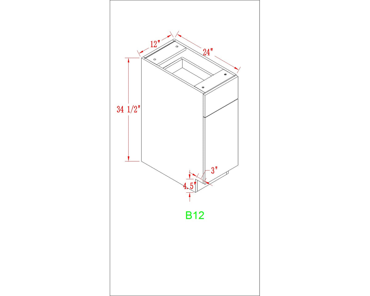 Base 12"- Light Grain 12 Inches Base Cabinet