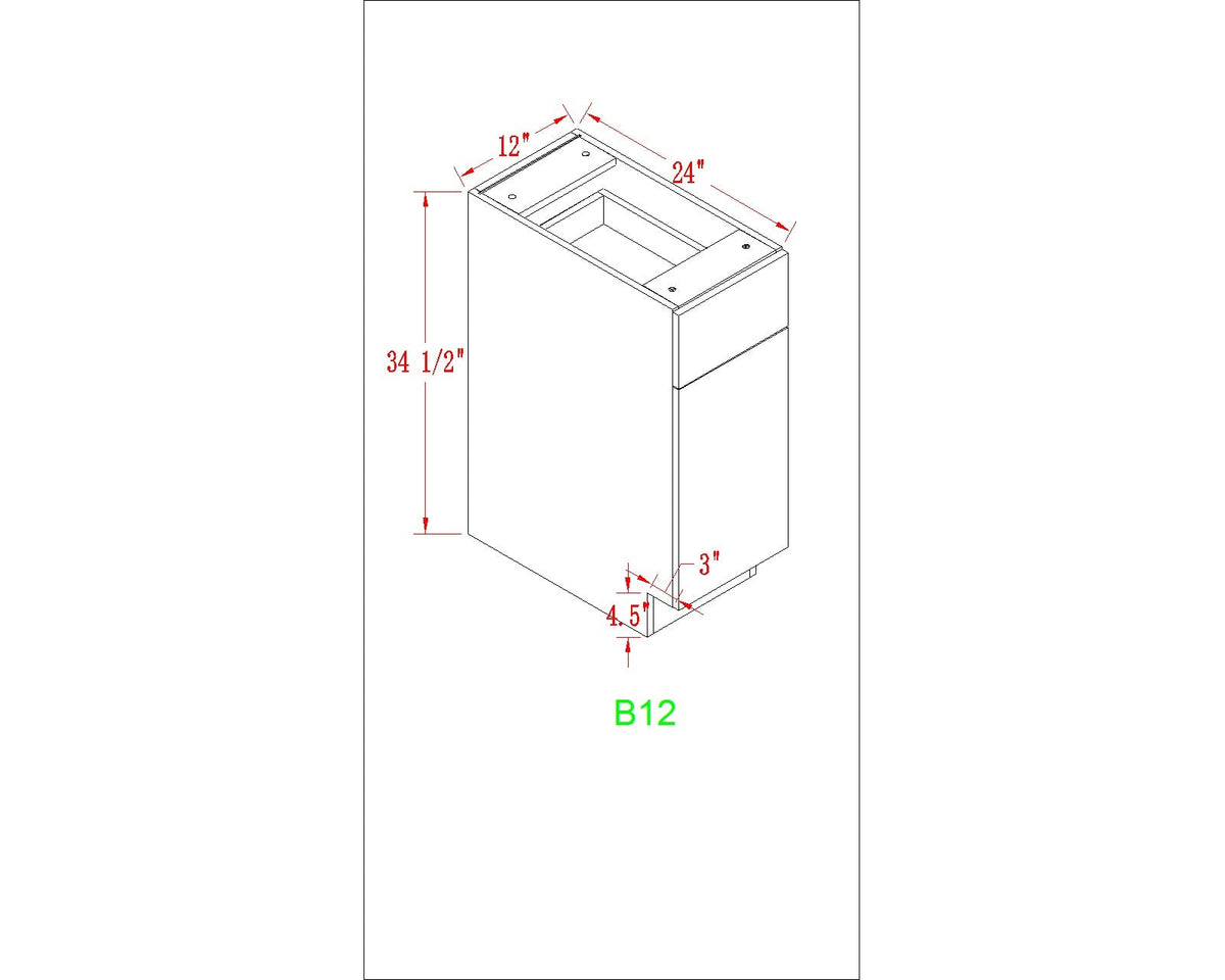 Base 12"- Dark Ash 12 Inches Base Cabinet