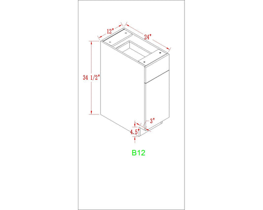 Base 12"- Dark Ash 12 Inches Base Cabinet
