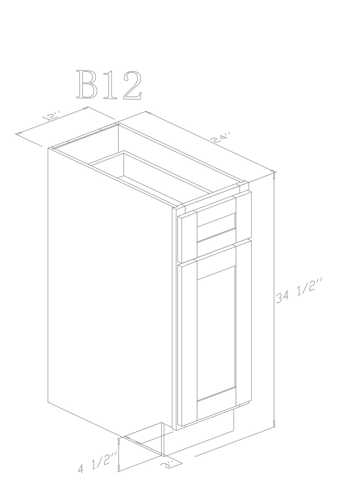 Base 12"- Pure Black 12 Inches Base Cabinet