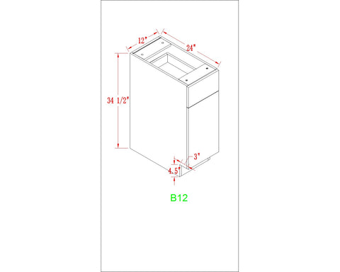 Base 12"- Light Grain 12 Inches Base Cabinet