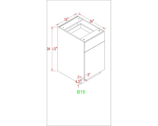 Base 15"- Dusty Grey 15 Inches Base Cabinet