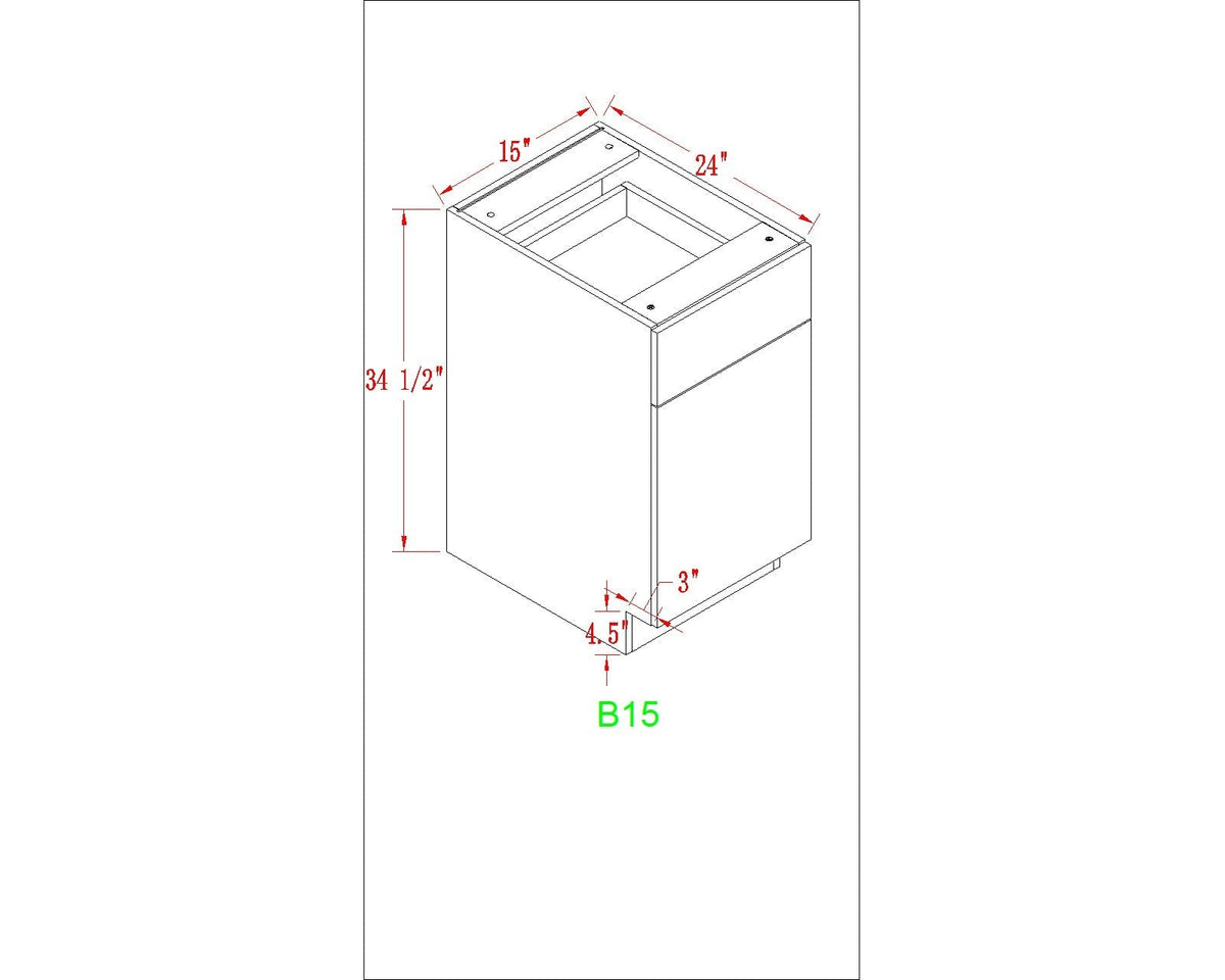 Base 15"- Dark Ash 15 Inches Base Cabinet