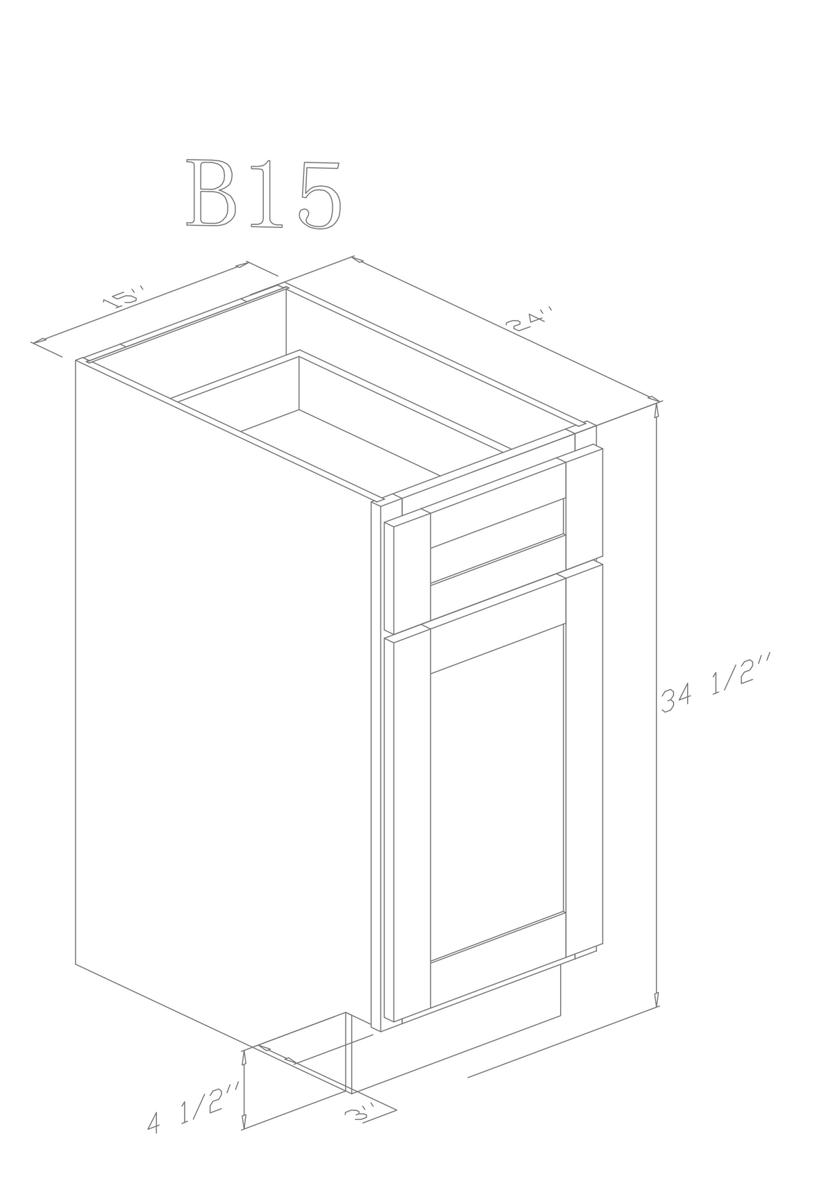 Base 15" - Blue Shaker 15 Inches Base Cabinet