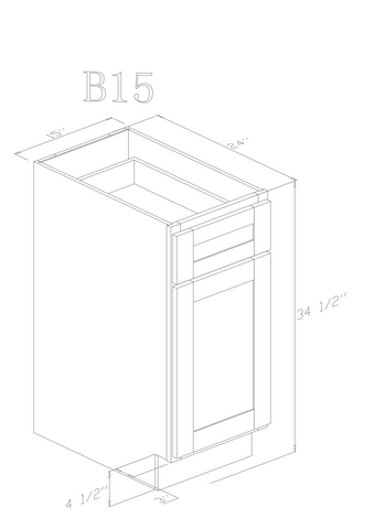 Base 15" - Blue Shaker 15 Inches Base Cabinet