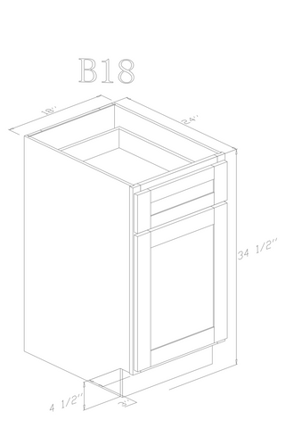 Base 18" - Cognac 18 Inch Base Cabinet - ZCBuildingSupply
