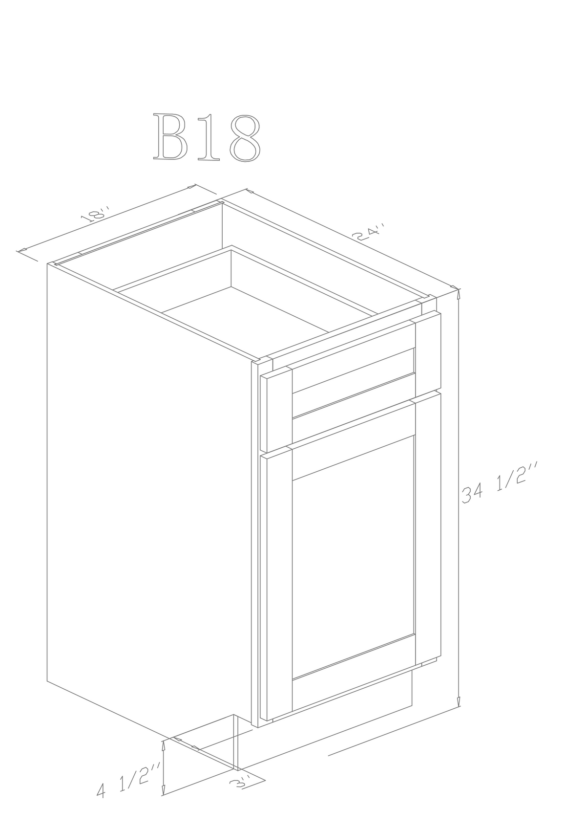 Base 18" - Pure Grey 18 Inch Base Cabinet - ZCBuildingSupply