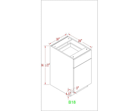 Base 18" - Dark Ash 18 Inches Base Cabinet