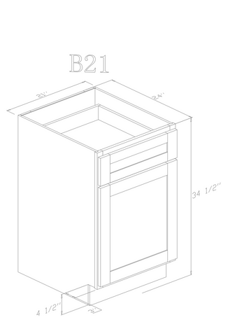 Base 21" - Pure Black 21 Inches Base Cabinet/21"