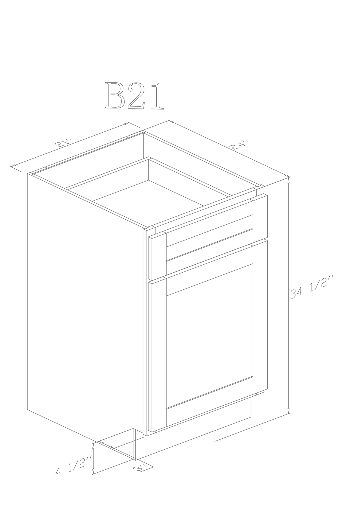 Base 21" - Modern Grey 21 Inch Base Cabinet - ZCBuildingSupply